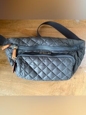 MZ Wallace Quilted Belt Bag in Charcoal Gray